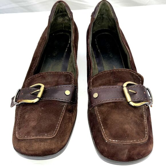 Liz Clairborne Belt Buckle Brown suede shoes 10 M - Picture 1 of 6